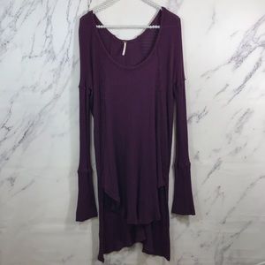 Free People Purple Waffle Knit Thermal Top